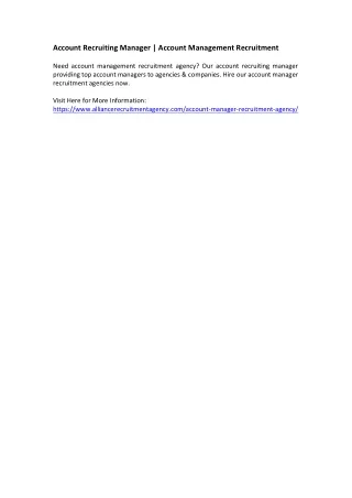 account recruiting manager account management