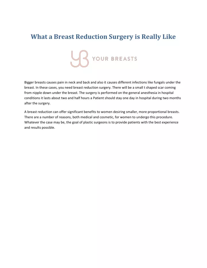 what a breast reduction surgery is really like
