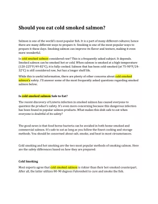 Should you eat cold smoked salmon New