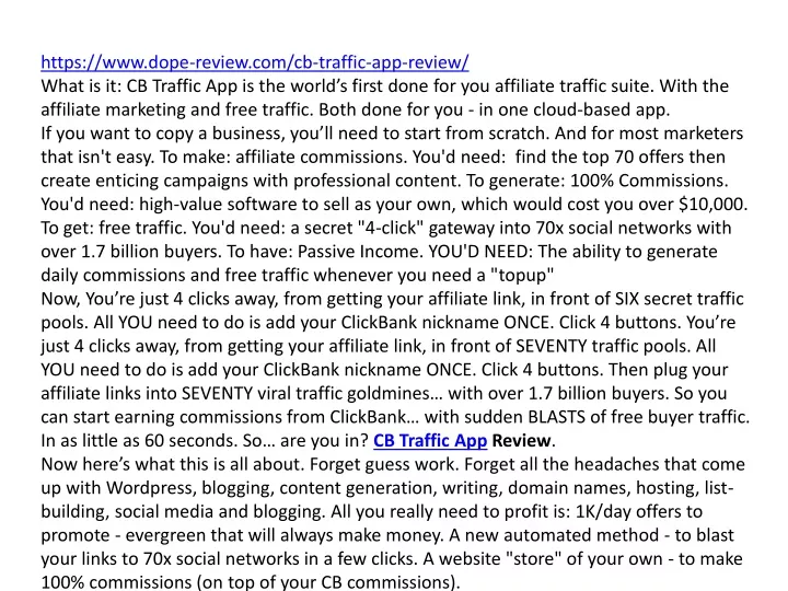 https www dope review com cb traffic app review