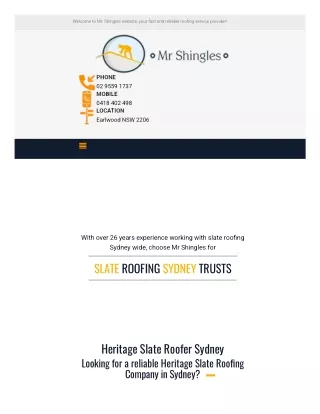 Slate Roofing Sydney