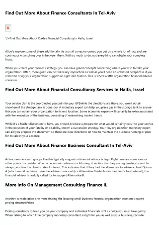 Find Out More About Finance Consulting Company in Jerusalem