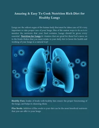 Amazing & Easy To Cook Nutrition Rich Diet for Healthy Lungs