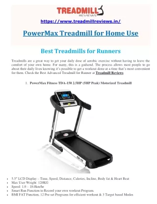 https www treadmillreviews in powermax treadmill