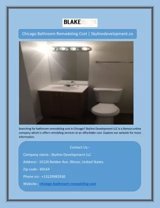Chicago Bathroom Remodeling Cost | Skylinedevelopment.co