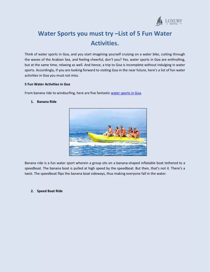 water sports you must try list of 5 fun water