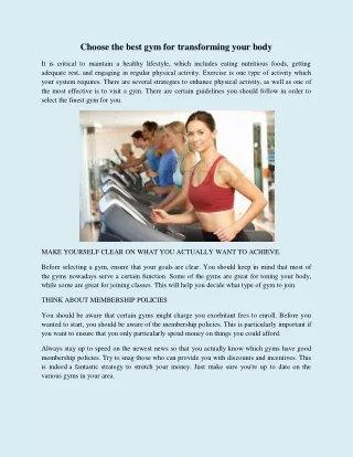 choose the best gym for transforming your body