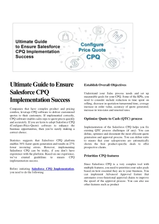 Ultimate Guide to Ensure Salesforce CPQ Implementation Success