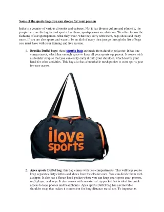 Some of the sports bags you can choose for your passion