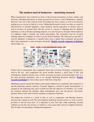 the modern need of businesses marketing research