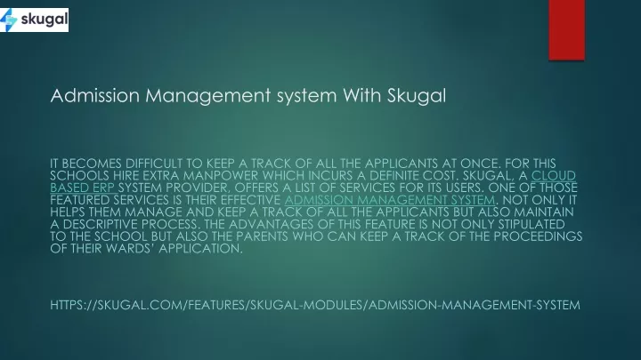 admission management system with skugal