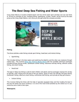 The Best Deep Sea Fishing and Water Sports