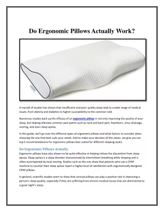 do ergonomic pillows actually work