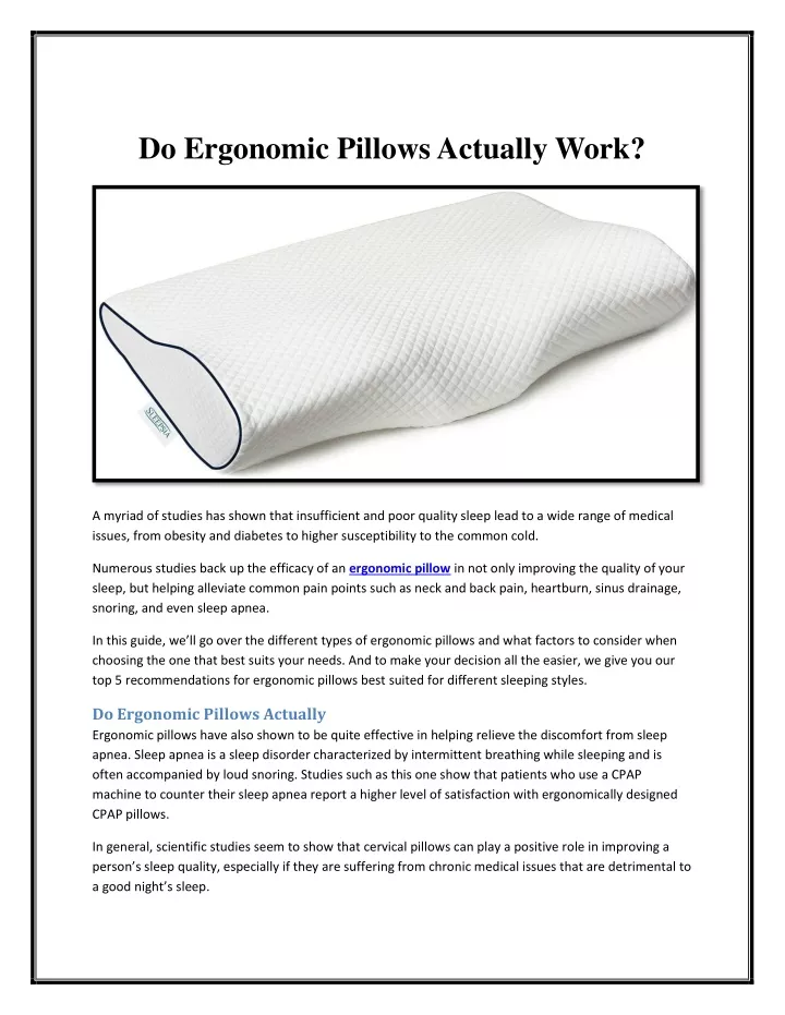 do ergonomic pillows actually work