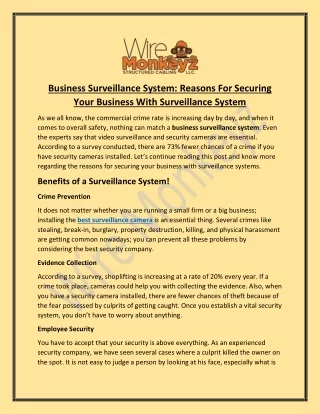 business surveillance system reasons for securing