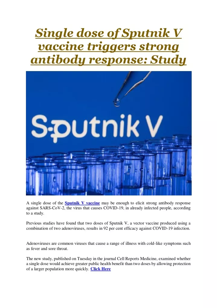 single dose of sputnik v vaccine triggers strong