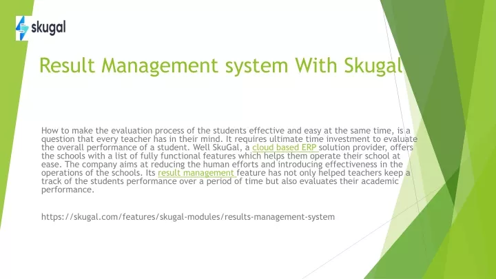result management system with skugal