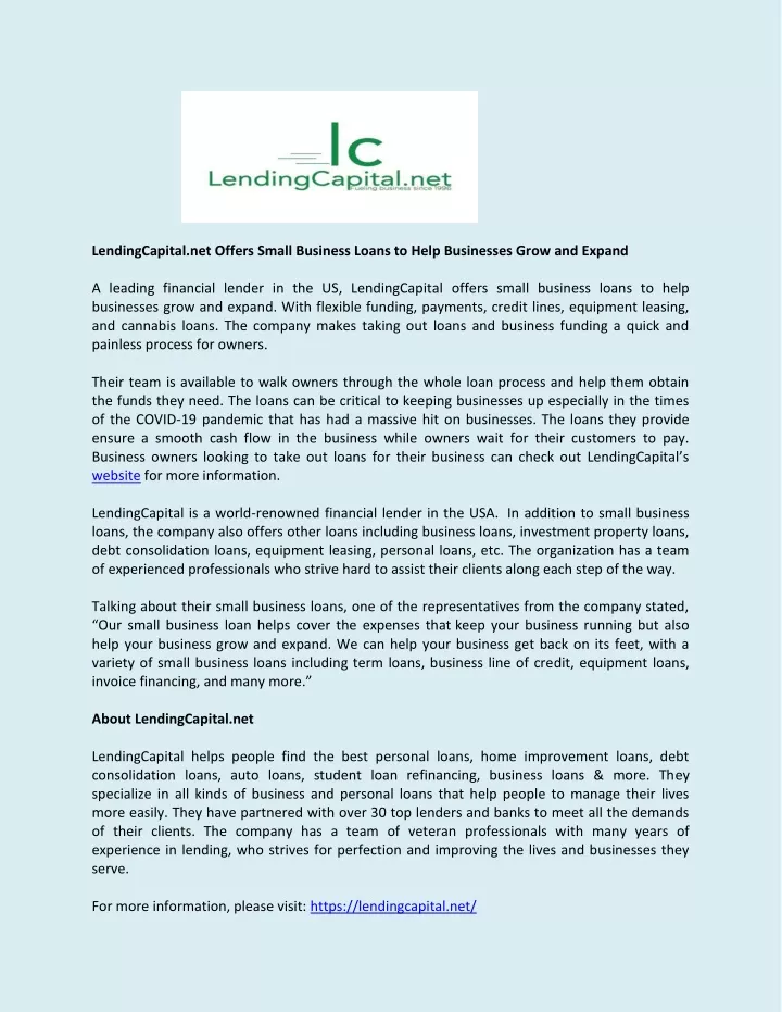 lendingcapital net offers small business loans