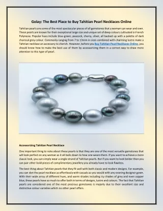 Golay The Best Place to Buy Tahitian Pearl Necklaces Online