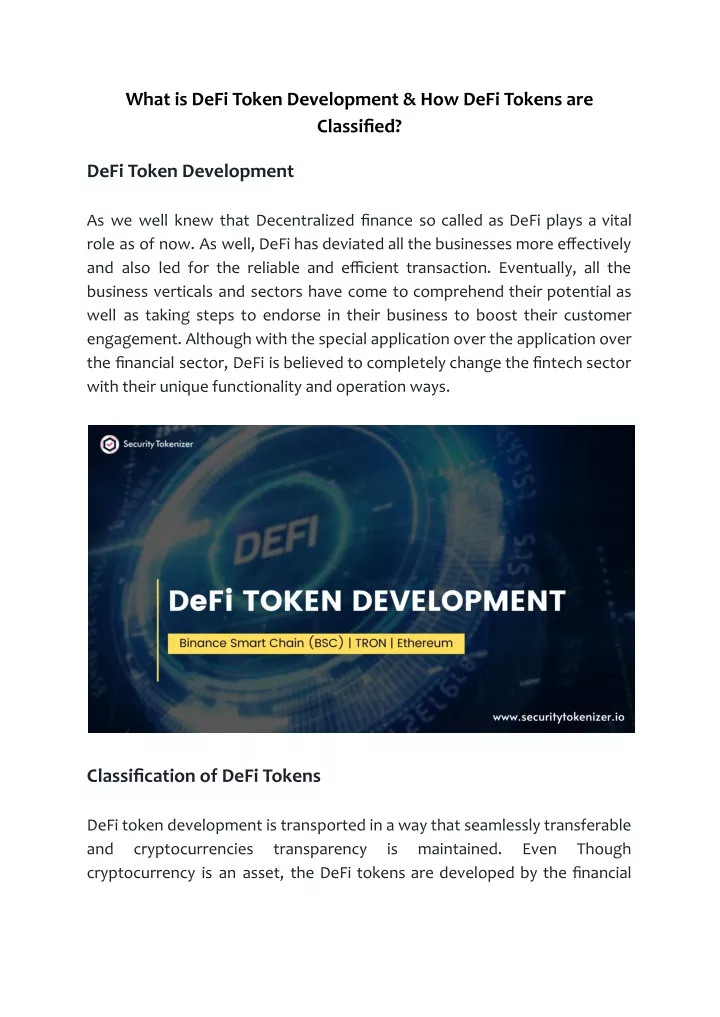what is defi token development how defi tokens