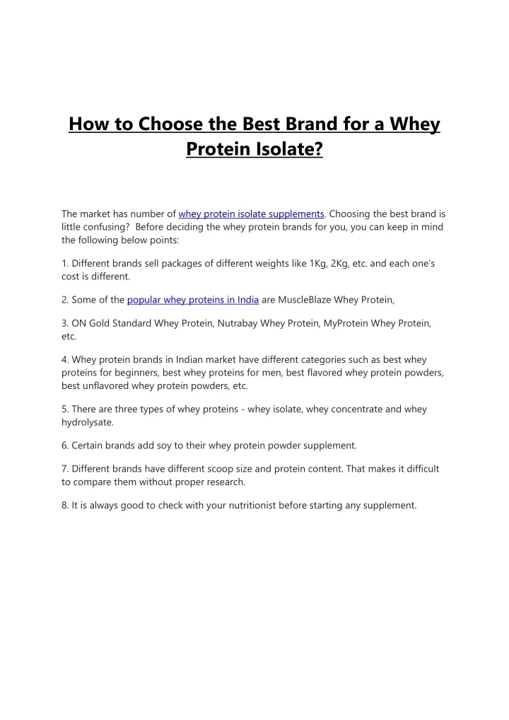 how to choose the best brand for a whey protein
