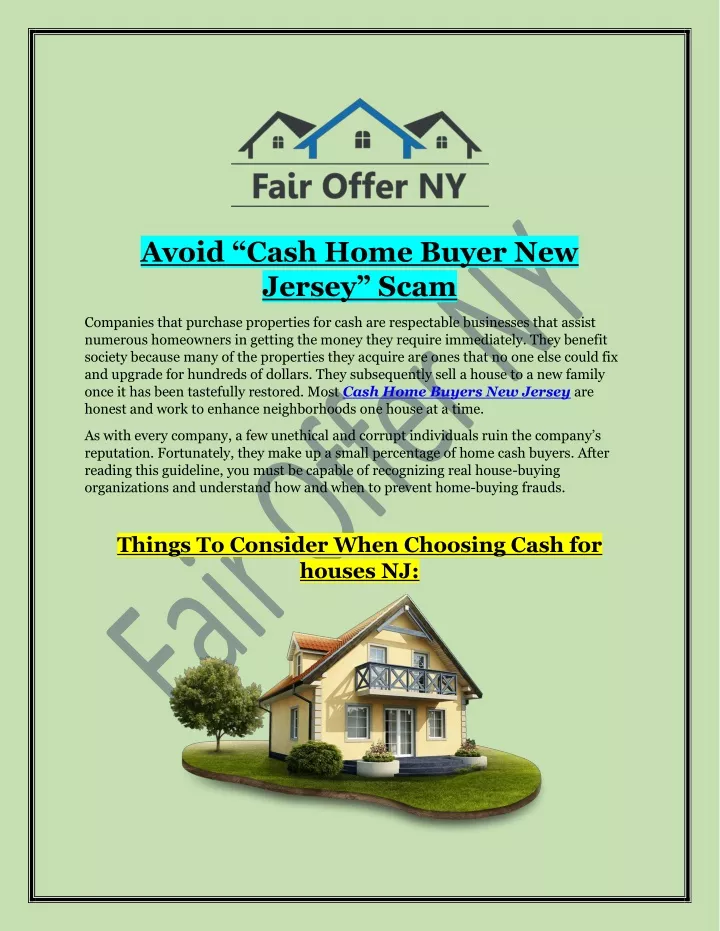 avoid cash home buyer new jersey scam