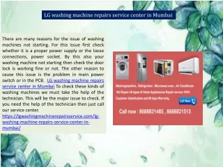 LG washing machine repairs service center in mumbai