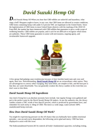 David Suzuki Hemp Oil™ - 100% Effective Way
