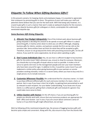 Etiquette To Follow When Gifting Business Gifts