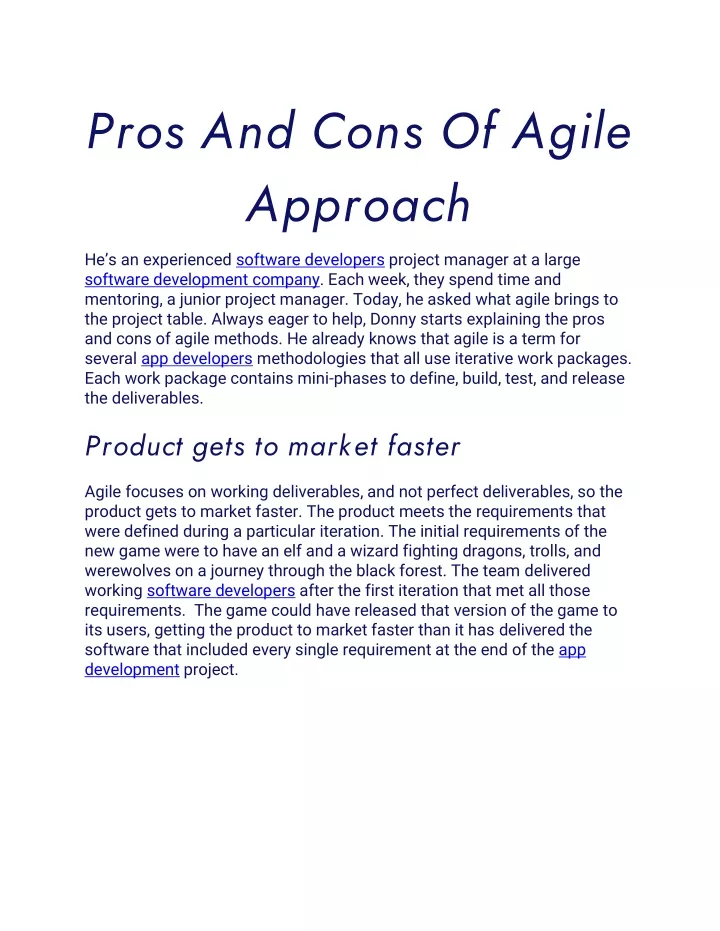 pros and cons of agile approach