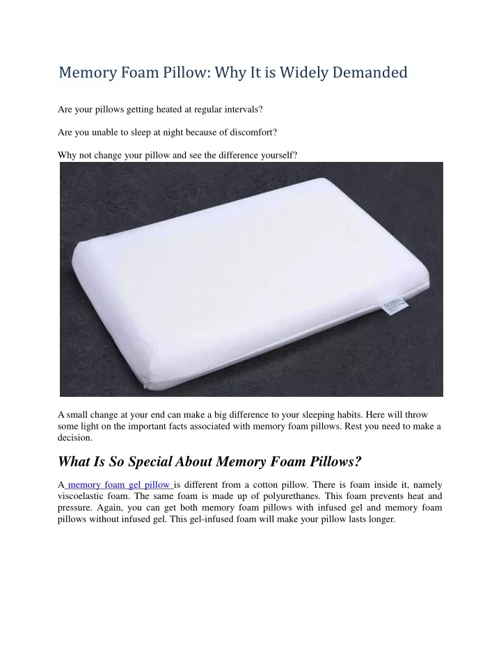 memory foam pillow why it is widely demanded