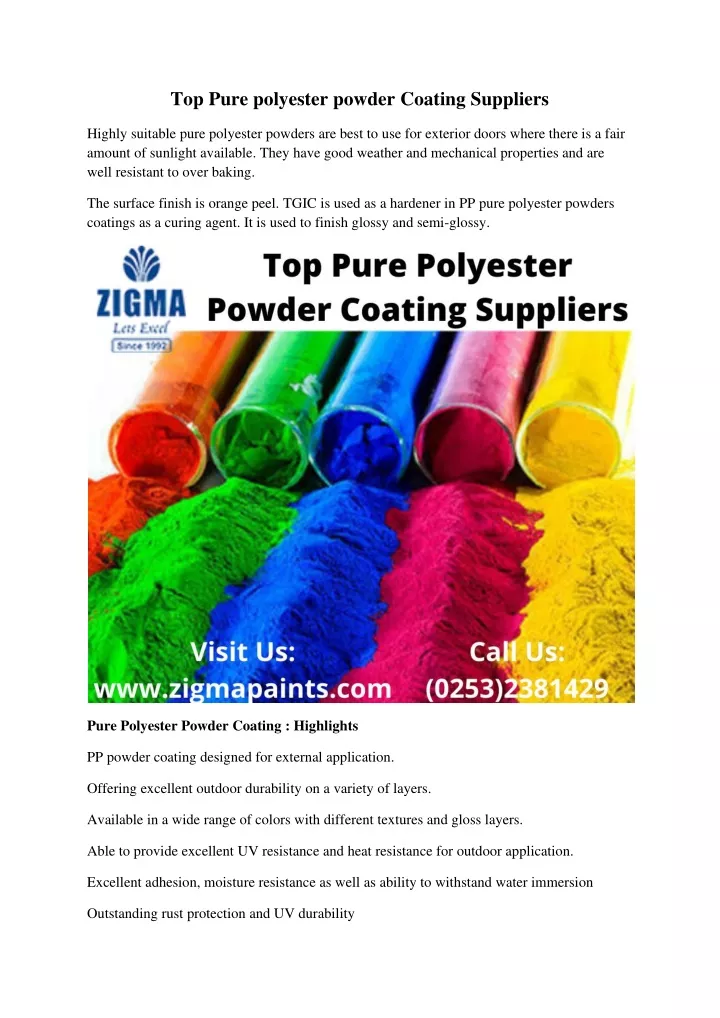 top pure polyester powder coating suppliers