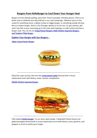 burgers from helloburger to cool down your hunger