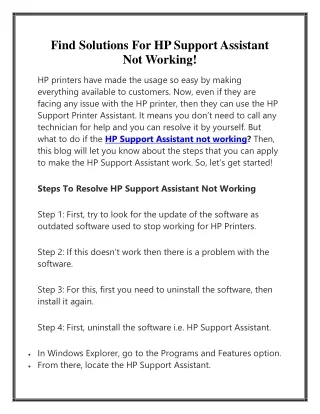 Find Solutions For HP Support Assistant Not Working!