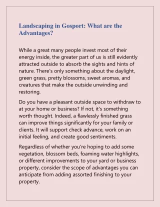 landscaping in gosport what are the advantages
