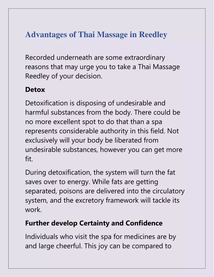 advantages of thai massage in reedley