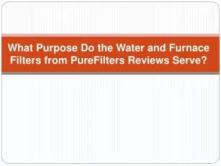 what purpose do the water and furnace filters from purefilters reviews serve