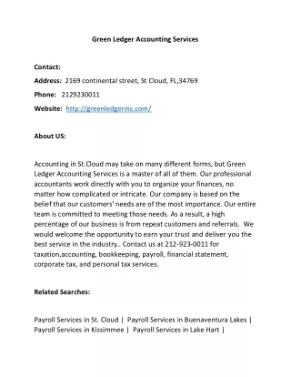 green ledger accounting services