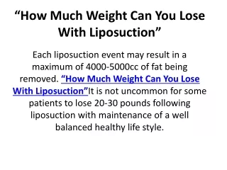 how much weight can you lose with liposuction