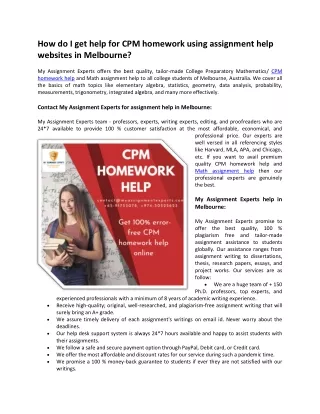 how do i get help for cpm homework using