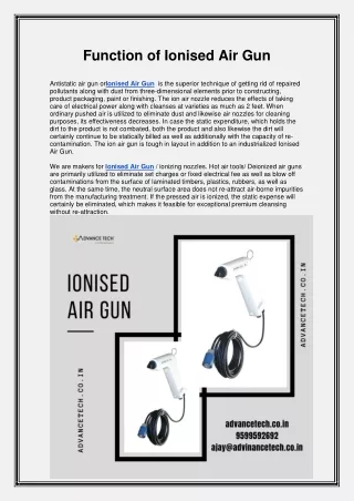 function of ionised air gun antistatic