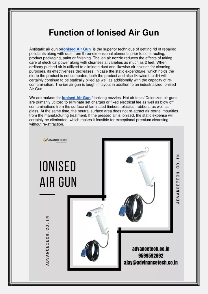 function of ionised air gun antistatic