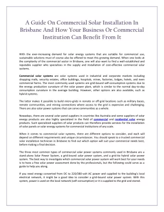 a guide on commercial solar installation