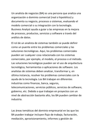 un analista de negocios ba es una persona