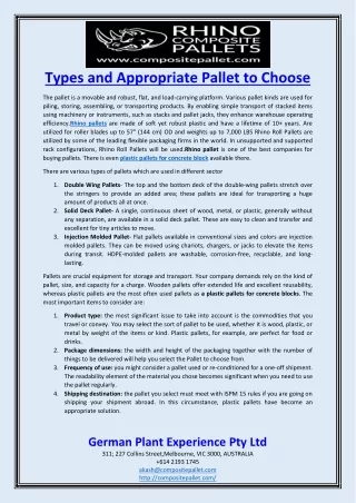 types and appropriate pallet to choose