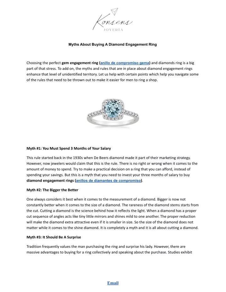 myths about buying a diamond engagement ring