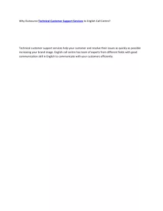 Why Outsource Technical Customer Support Services to English Call Centre?