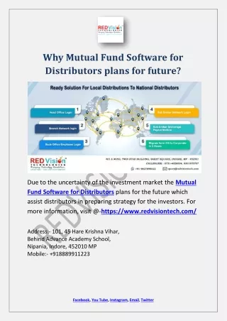 why mutual fund software for distributors plans