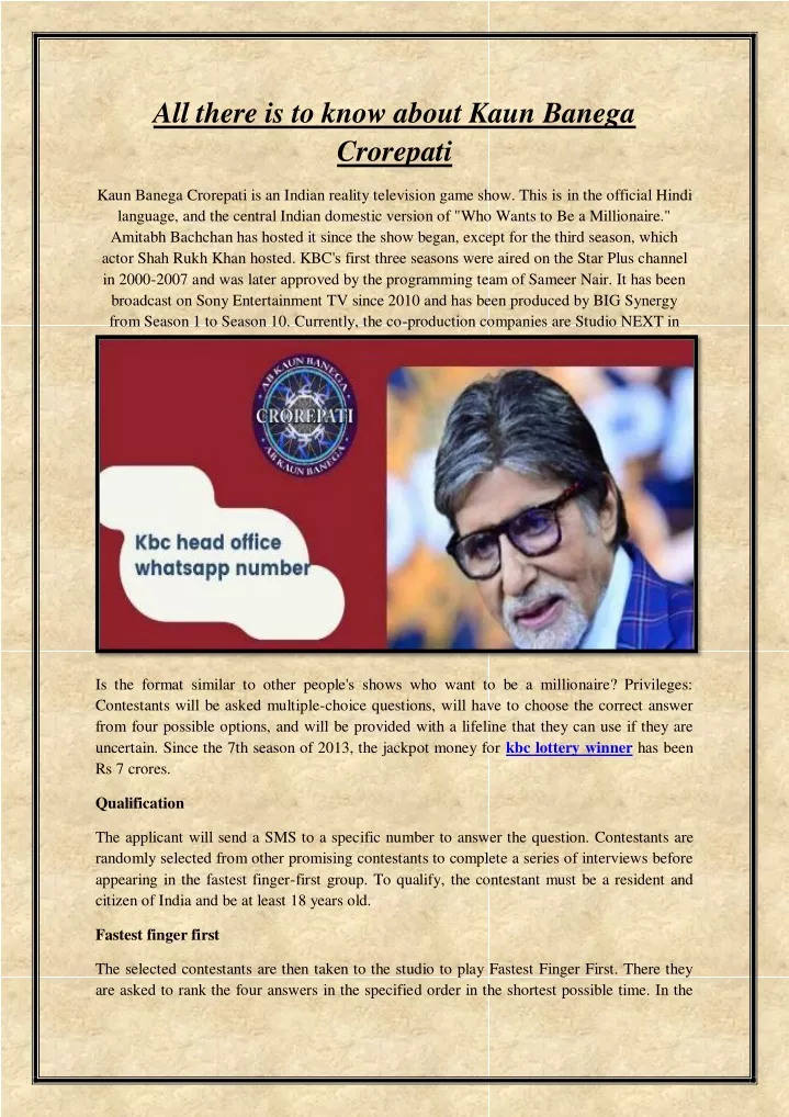 all there is to know about kaun banega crorepati