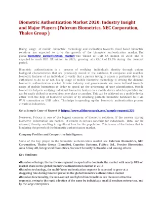 biometric authentication market 2020 industry